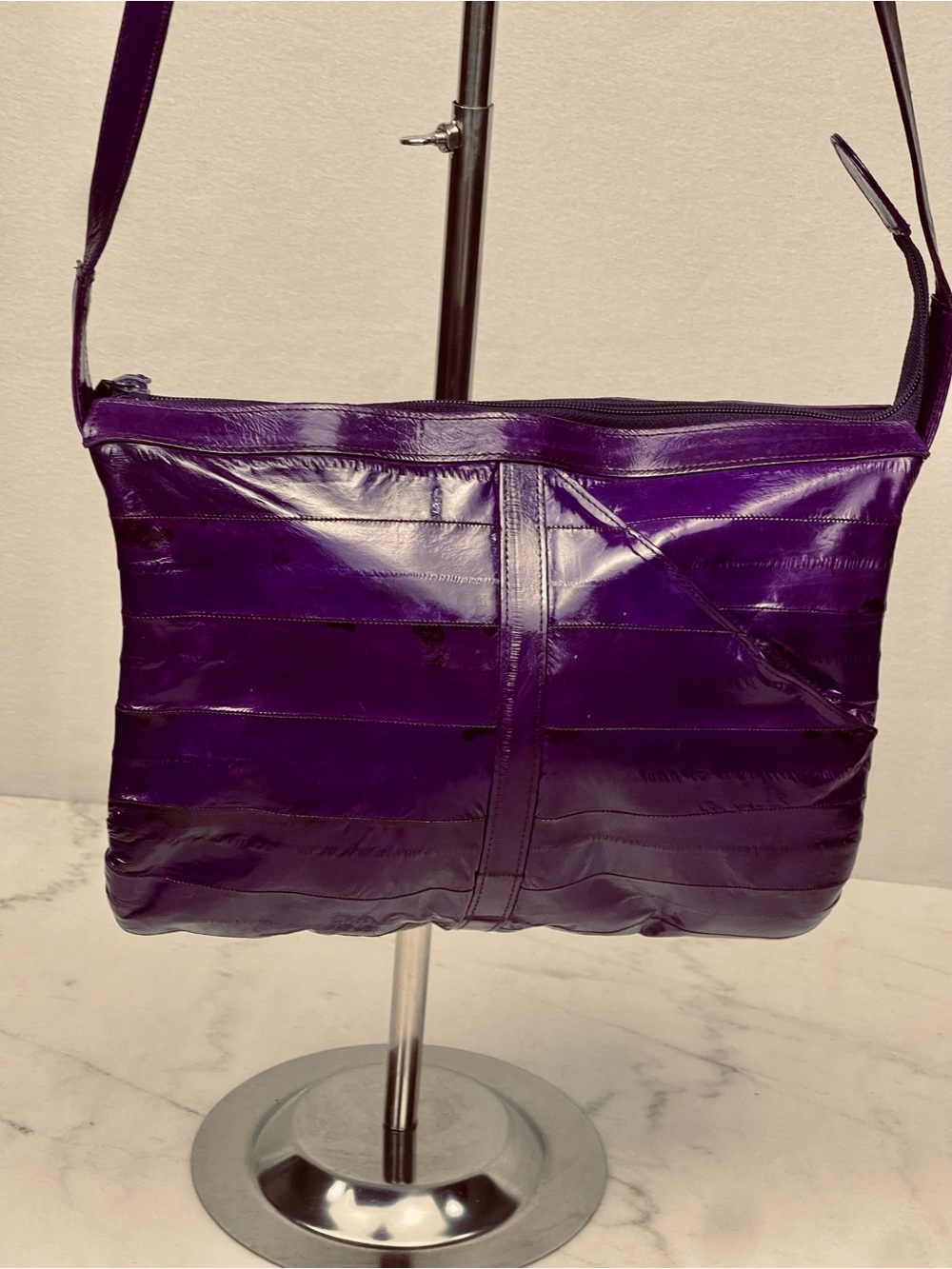 Purple Leather Crossbody Bag - Women